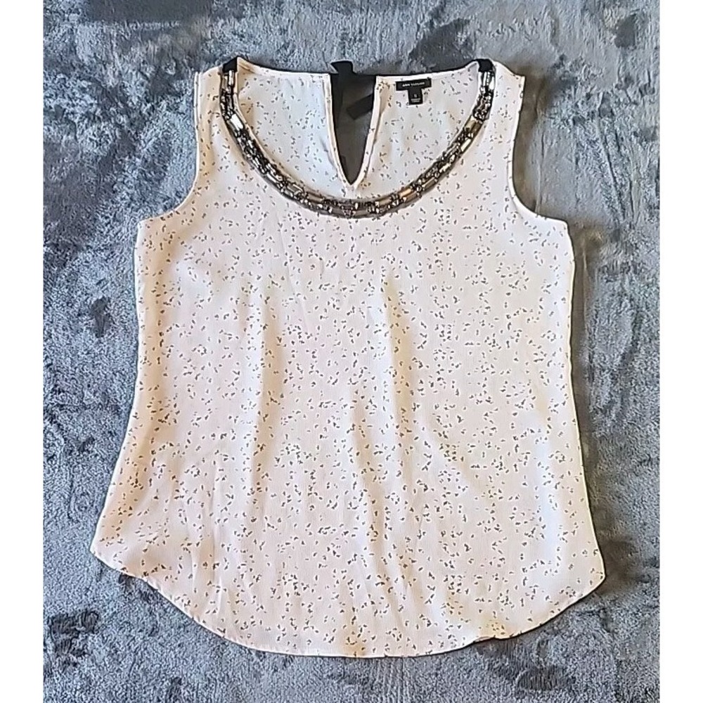 Woman's Taylor Sheer Crystal Embellished Sleeveless‎  Blouse Size Small